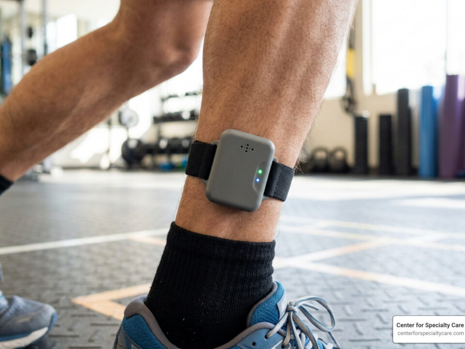 foot tendon wearable technology sensor on ankle during activity